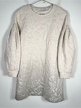 Zara Women’s Size USA Medium Silver Shimmer Dress with Balloon Sleeves